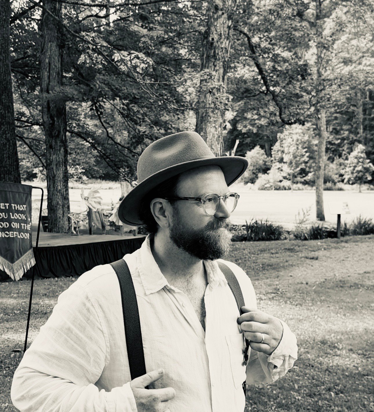 Dan Hopkinson performing outdoors